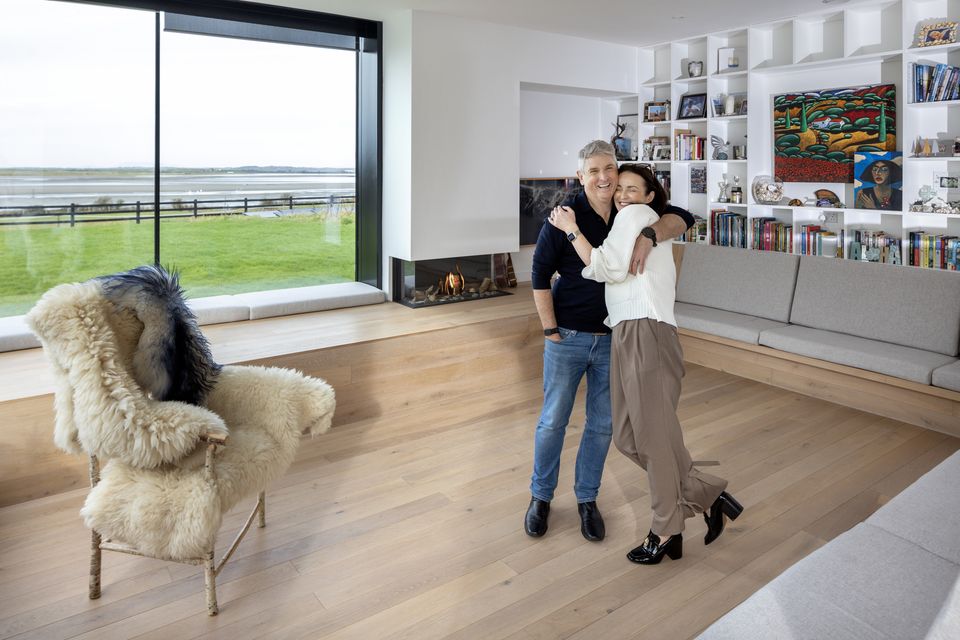 Mark and Kira Walton in the living area of the open-plan space in their home in Co Sligo. Photo: Tony Gavin